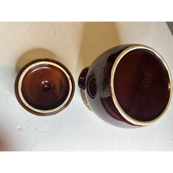 HULL Vintage Oven Proof Brown Drip Glaze Individual Bean Crock Pot Made in USA - Picture 11 of 11